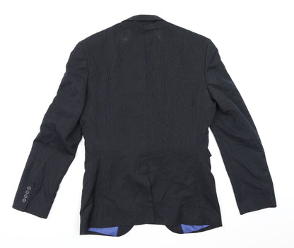 George Mens Blue Striped Rayon Jacket Suit Jacket Size 38