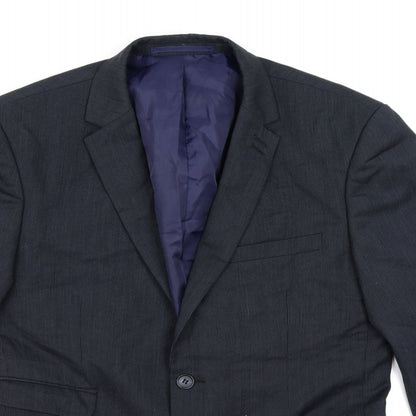 George Mens Blue Striped Rayon Jacket Suit Jacket Size 38