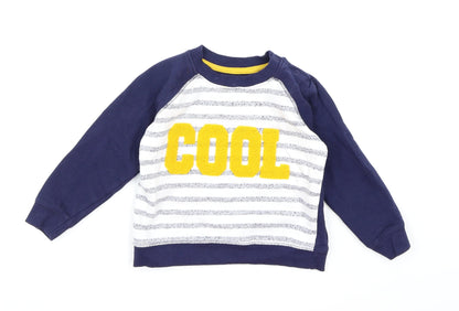 Nutmeg Boys Blue Striped Jersey Pullover Jumper Size 12-18 Months  - Sweatshirt