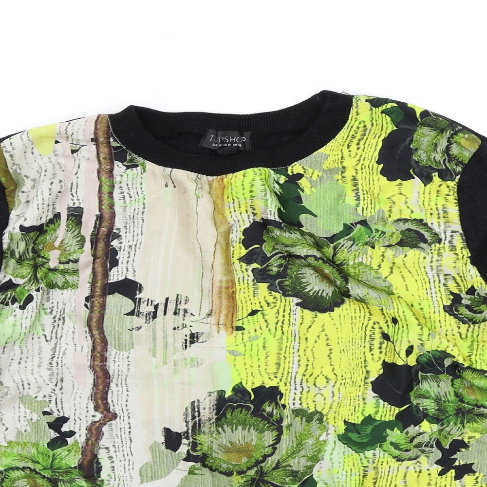 Topshop Womens Beige Floral  Pullover Jumper Size 14
