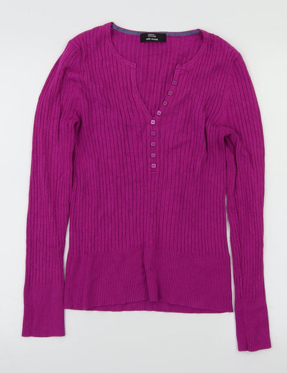 m&s Womens Purple Houndstooth  Basic T-Shirt Size 12