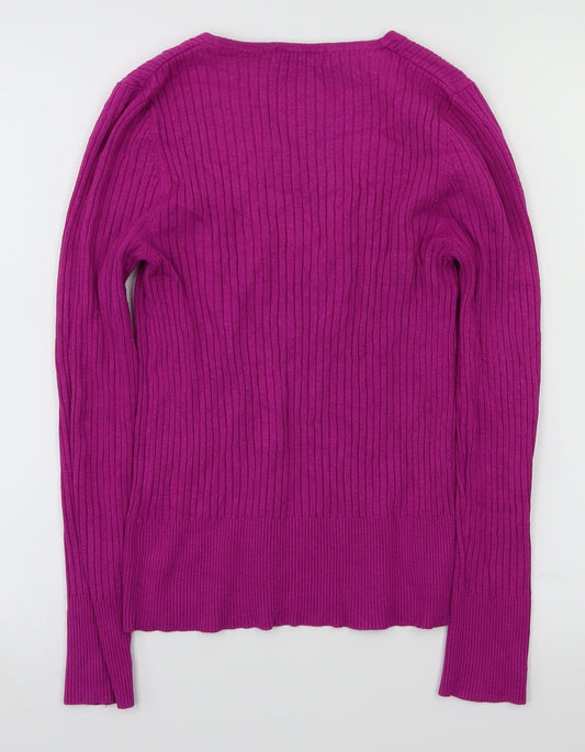 m&s Womens Purple Houndstooth  Basic T-Shirt Size 12