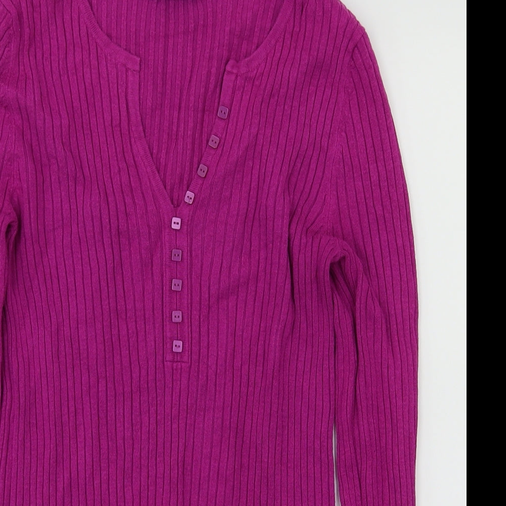 m&s Womens Purple Houndstooth  Basic T-Shirt Size 12