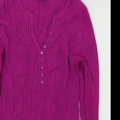 m&s Womens Purple Houndstooth  Basic T-Shirt Size 12