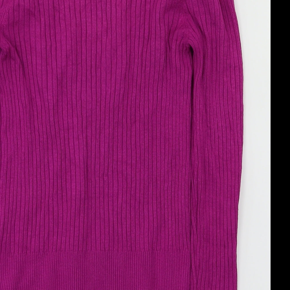 m&s Womens Purple Houndstooth  Basic T-Shirt Size 12