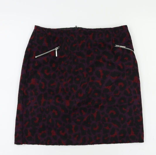 New Look Womens Purple Animal Print  A-Line Skirt Size 8