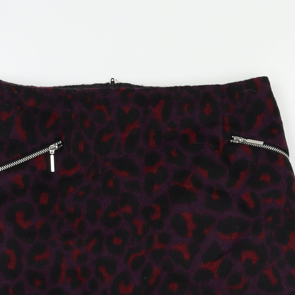 New Look Womens Purple Animal Print  A-Line Skirt Size 8