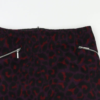 New Look Womens Purple Animal Print  A-Line Skirt Size 8