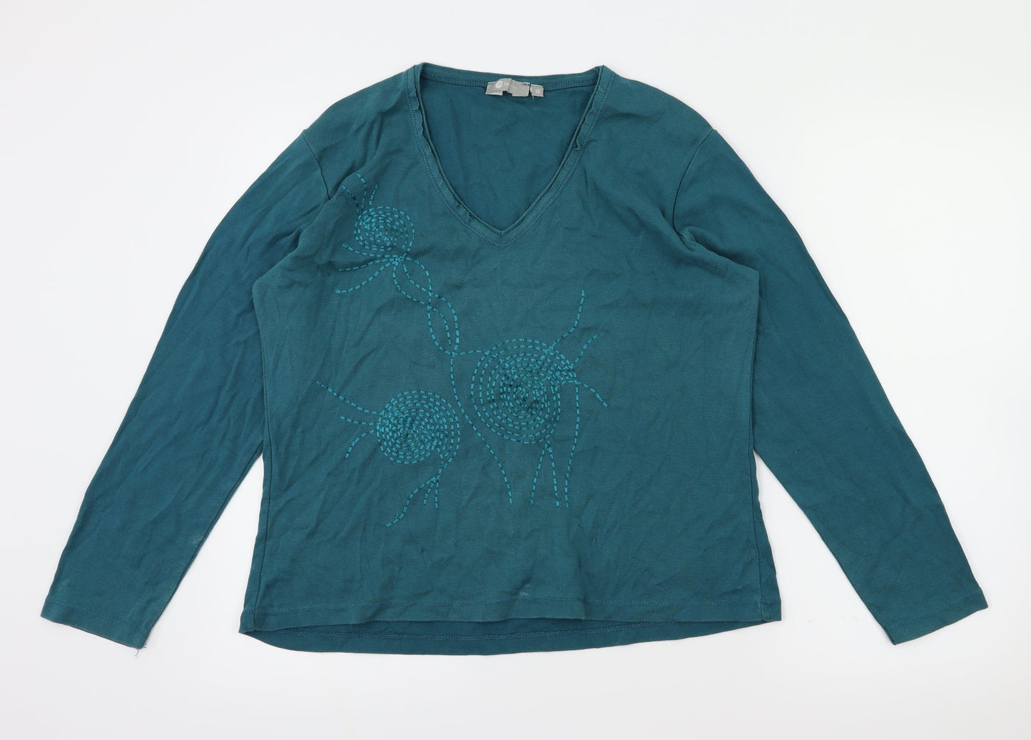 Womens UK Size 16 Mia Moda Green Basic T-Shirt