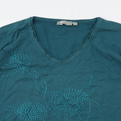Womens UK Size 16 Mia Moda Green Basic T-Shirt