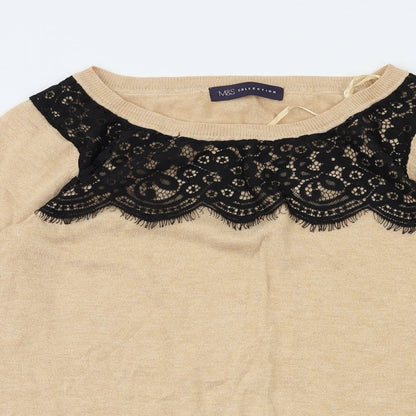 Womens UK Size  M&S Beige Basic T-Shirt