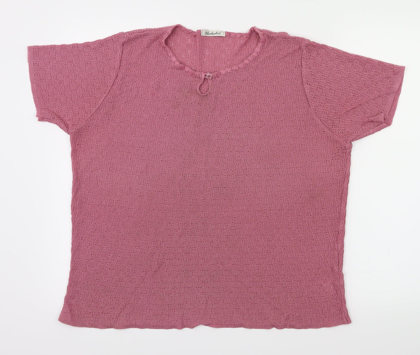 Womens UK Size 18 Berkertex Pink Basic T-Shirt