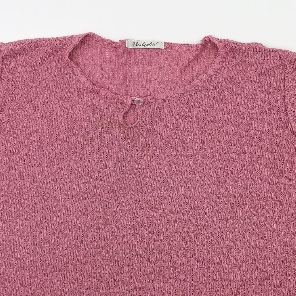 Womens UK Size 18 Berkertex Pink Basic T-Shirt