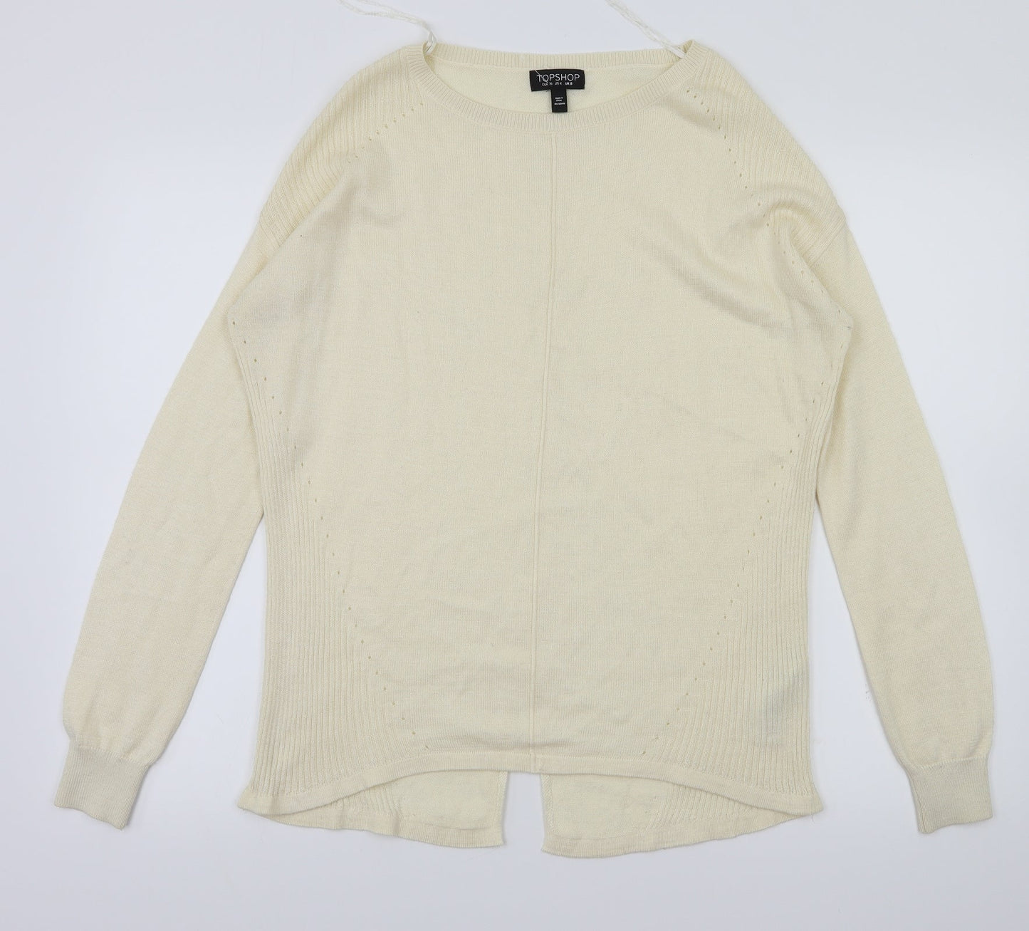 Womens UK Size 8 Topshop Ivory Basic T-Shirt