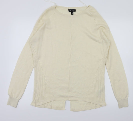 Womens UK Size 8 Topshop Ivory Basic T-Shirt