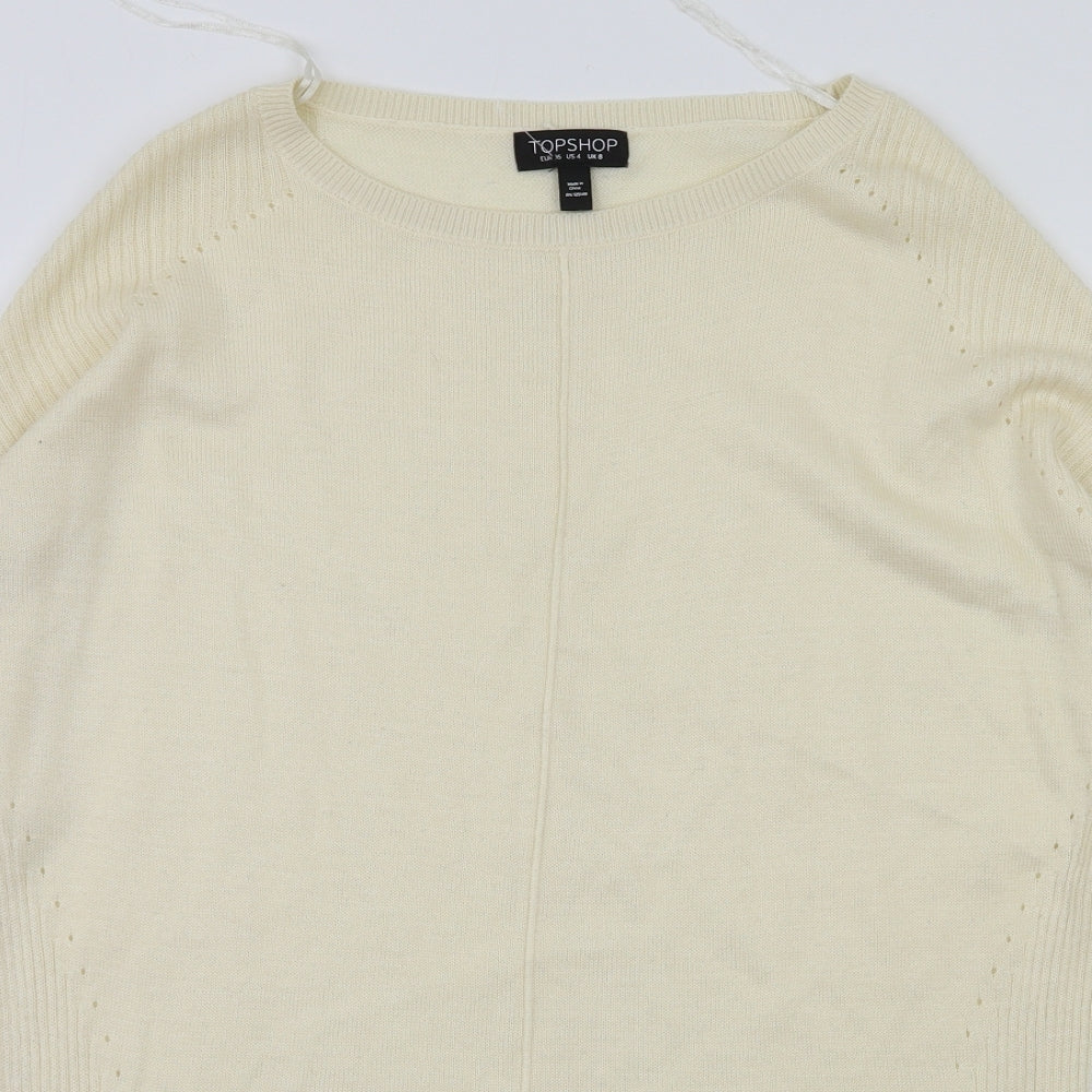 Womens UK Size 8 Topshop Ivory Basic T-Shirt