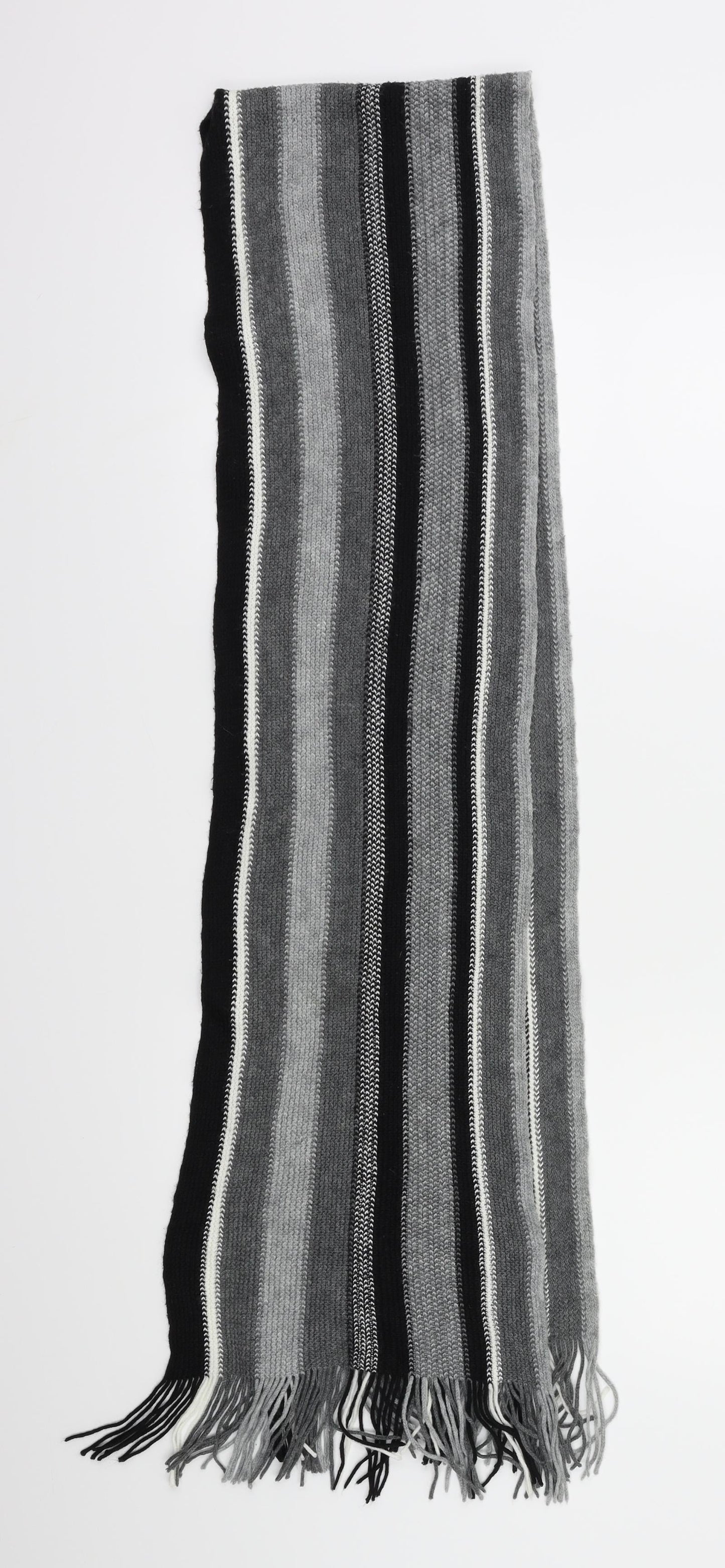 Preworn Unisex Black Striped  Scarf  One Size