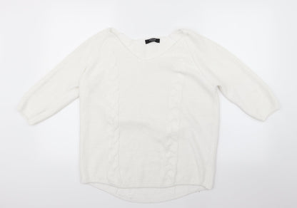 George Womens White  Knit Pullover Jumper Size 12