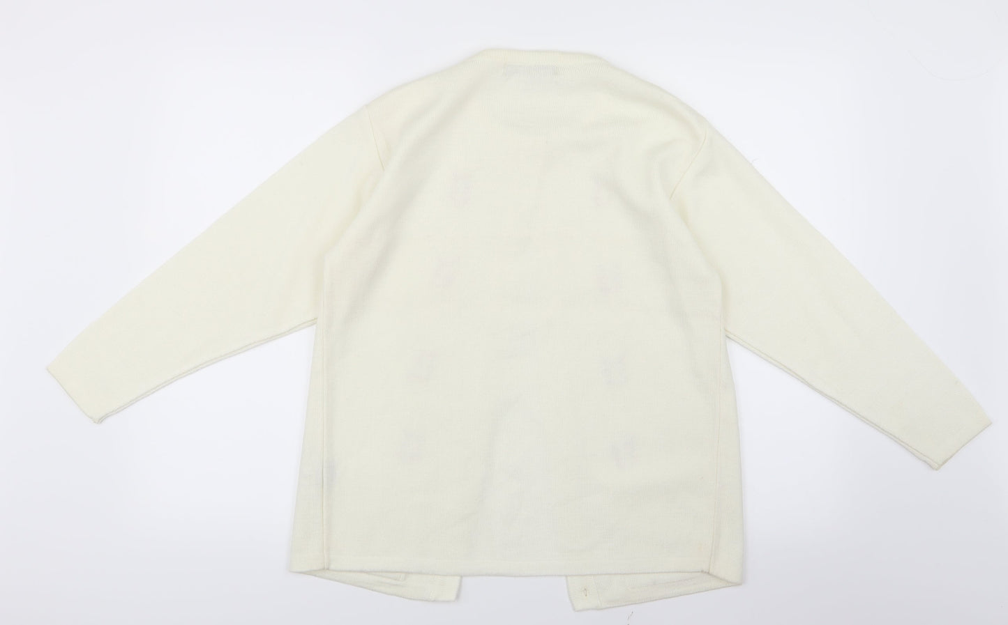 Sanco Womens White  Knit Cardigan Jumper Size L