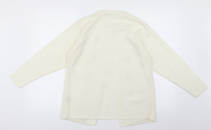 Sanco Womens White  Knit Cardigan Jumper Size L