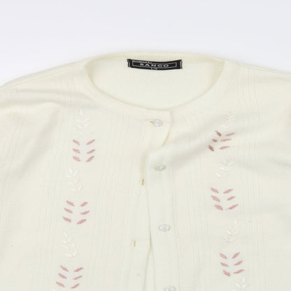 Sanco Womens White  Knit Cardigan Jumper Size L