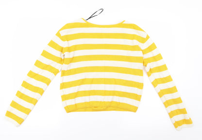 H&M Girls Yellow Striped Knit Pullover Jumper Size 15 Years