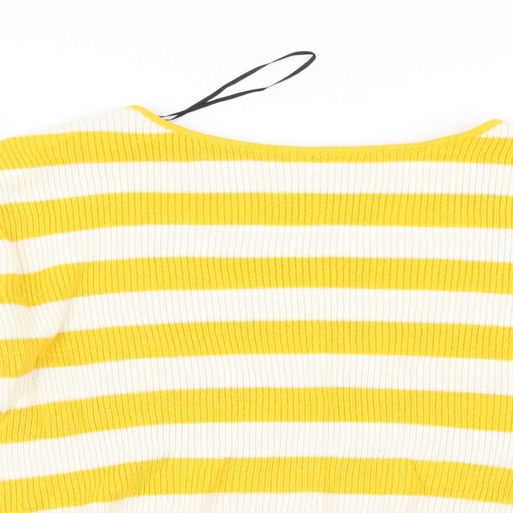 H&M Girls Yellow Striped Knit Pullover Jumper Size 15 Years