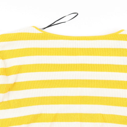 H&M Girls Yellow Striped Knit Pullover Jumper Size 15 Years
