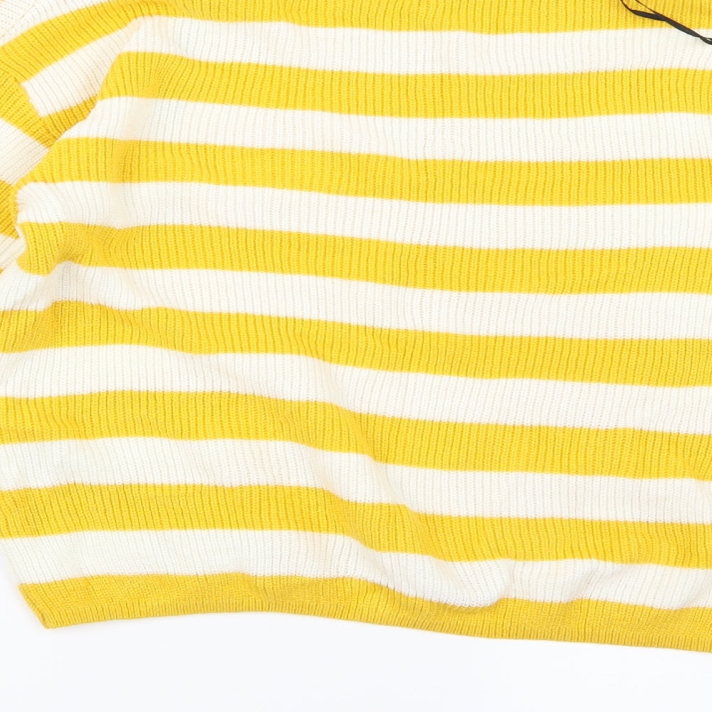H&M Girls Yellow Striped Knit Pullover Jumper Size 15 Years