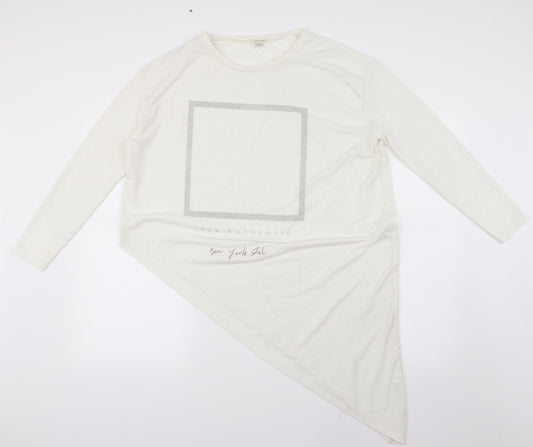 Womens UK Size 12 River Island White Basic T-Shirt