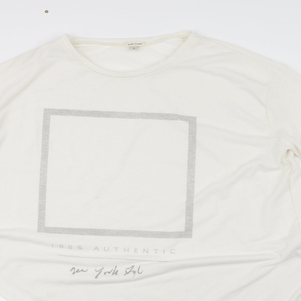 Womens UK Size 12 River Island White Basic T-Shirt
