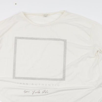 Womens UK Size 12 River Island White Basic T-Shirt
