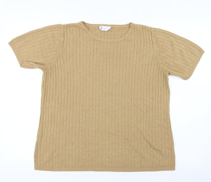 Womens UK Size 18 BHS Beige Basic T-Shirt