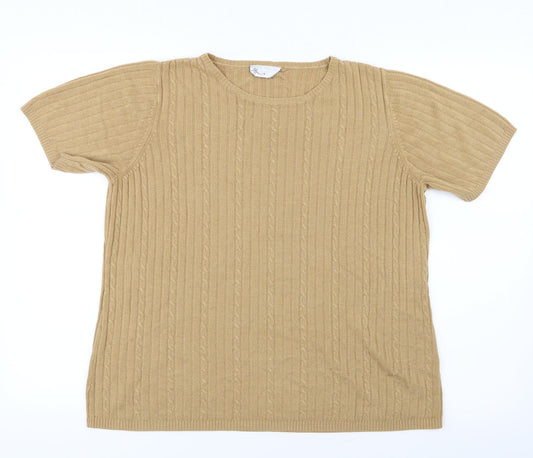 Womens UK Size 18 BHS Beige Basic T-Shirt