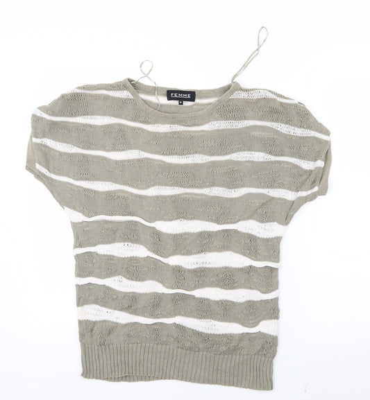 Womens UK Size M Femme Green Basic T-Shirt