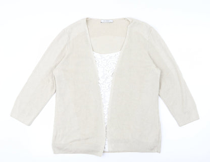 Marks and Spencer Womens Ivory  Knit Pullover Jumper Size 16  - Top and cardigan in one