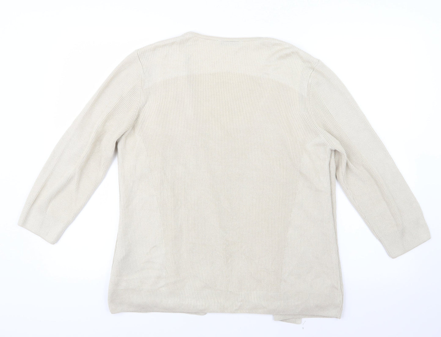 Marks and Spencer Womens Ivory  Knit Pullover Jumper Size 16  - Top and cardigan in one