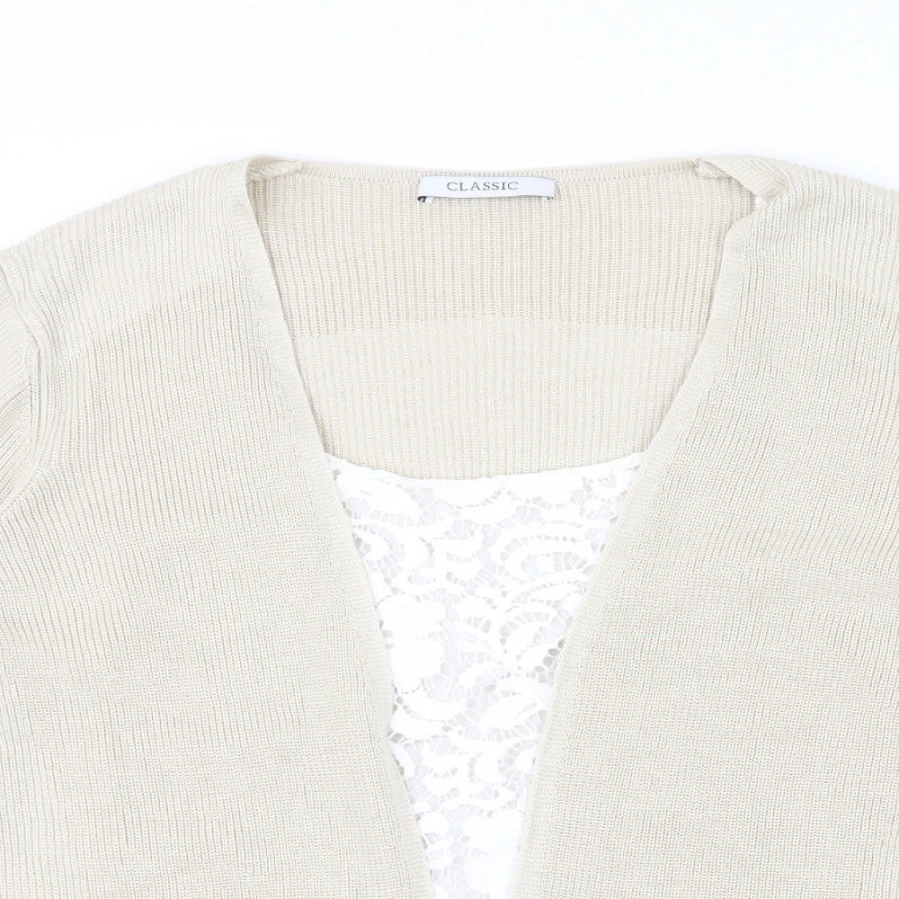 Marks and Spencer Womens Ivory  Knit Pullover Jumper Size 16  - Top and cardigan in one