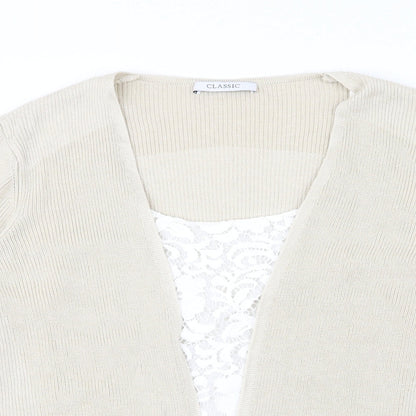 Marks and Spencer Womens Ivory  Knit Pullover Jumper Size 16  - Top and cardigan in one