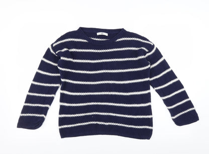 Marks and Spencer Girls Blue Striped  Pullover Jumper Size 13-14 Years