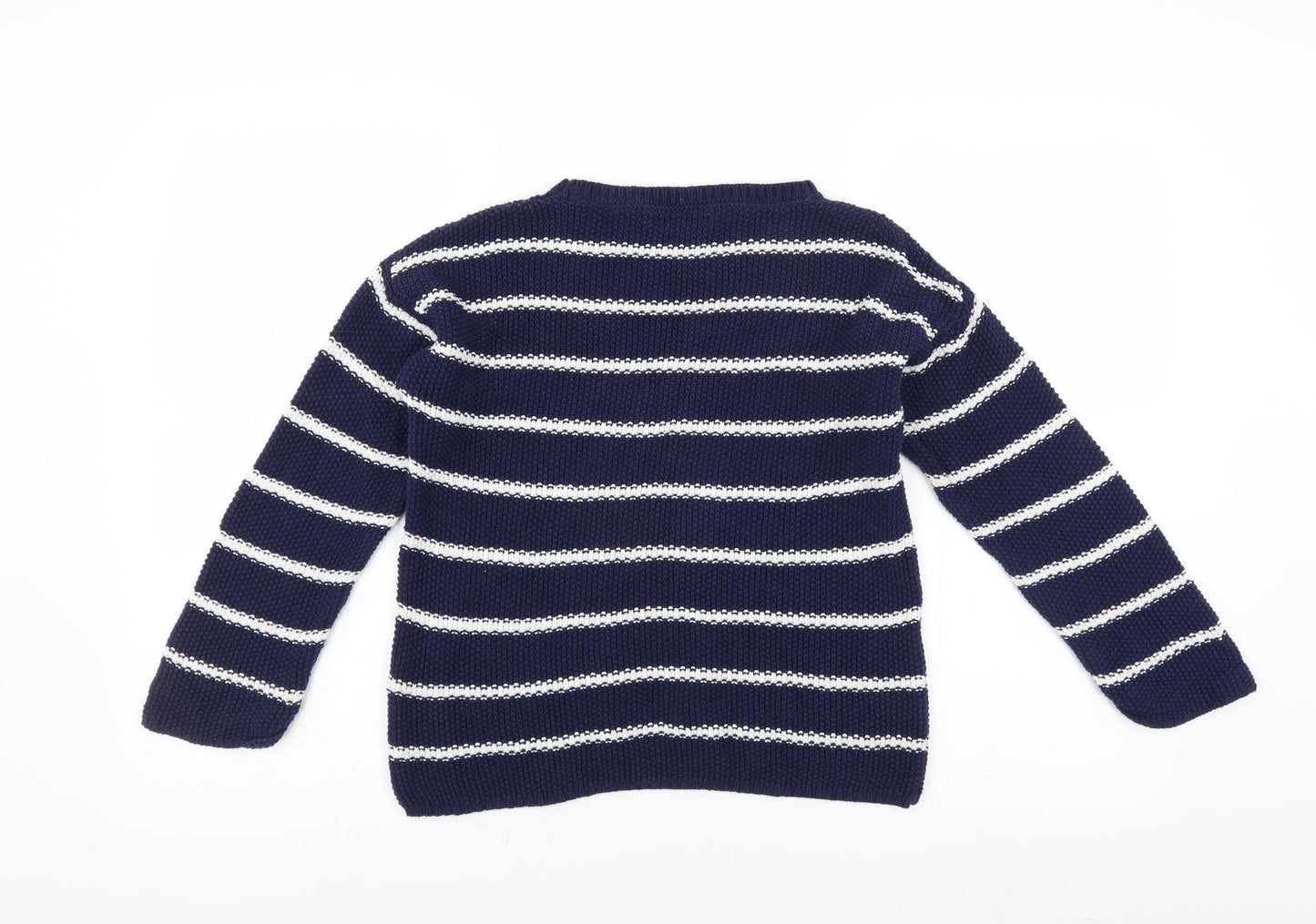 Marks and Spencer Girls Blue Striped  Pullover Jumper Size 13-14 Years