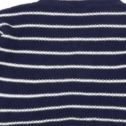 Marks and Spencer Girls Blue Striped  Pullover Jumper Size 13-14 Years