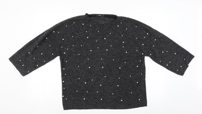 Zara Womens Grey   Pullover Jumper Size S  - Pearl Detail