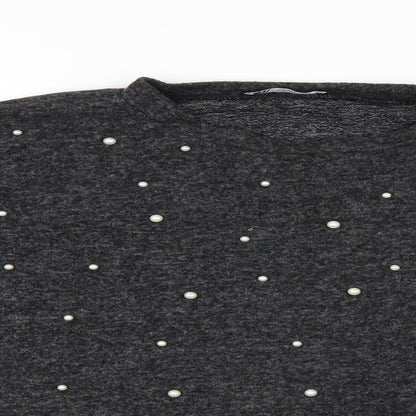 Zara Womens Grey   Pullover Jumper Size S  - Pearl Detail