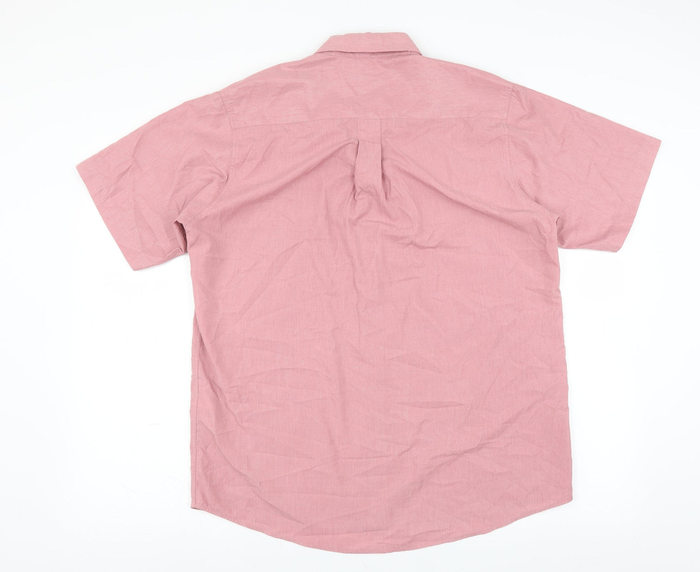 Mens UK Size M Cotton Traders Pink  Button-Up Short Sleeve Casual Shirt