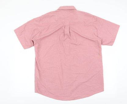 Mens UK Size M Cotton Traders Pink  Button-Up Short Sleeve Casual Shirt