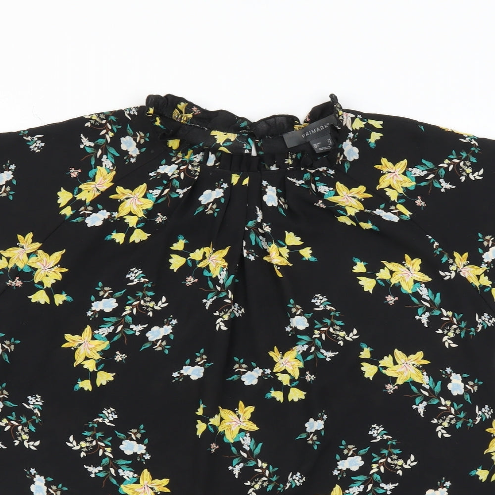 Primark Womens Black Floral  Basic Blouse Size 10