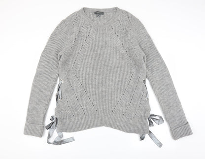 Primark Womens Grey   Pullover Jumper Size M  - tie side detail