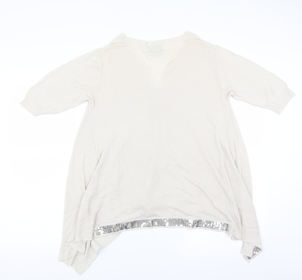 cristina paris Womens Ivory   Basic Blouse Size XL  - sequin hem aysymmetric