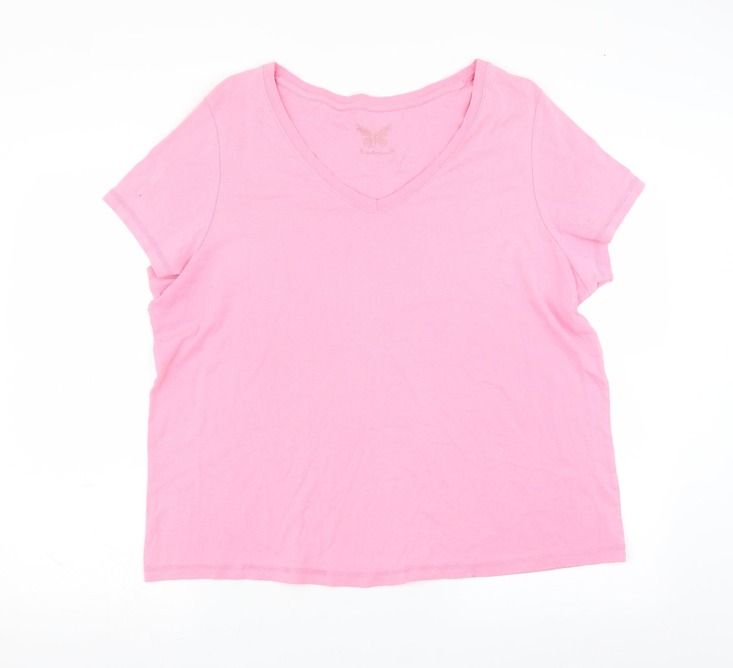 Womens UK Size 22 Evans Pink Basic T-Shirt